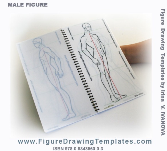 fashion template, male figure, three quarter view  