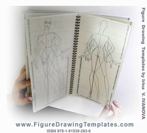 fashion illustration templates book, women's figure back view